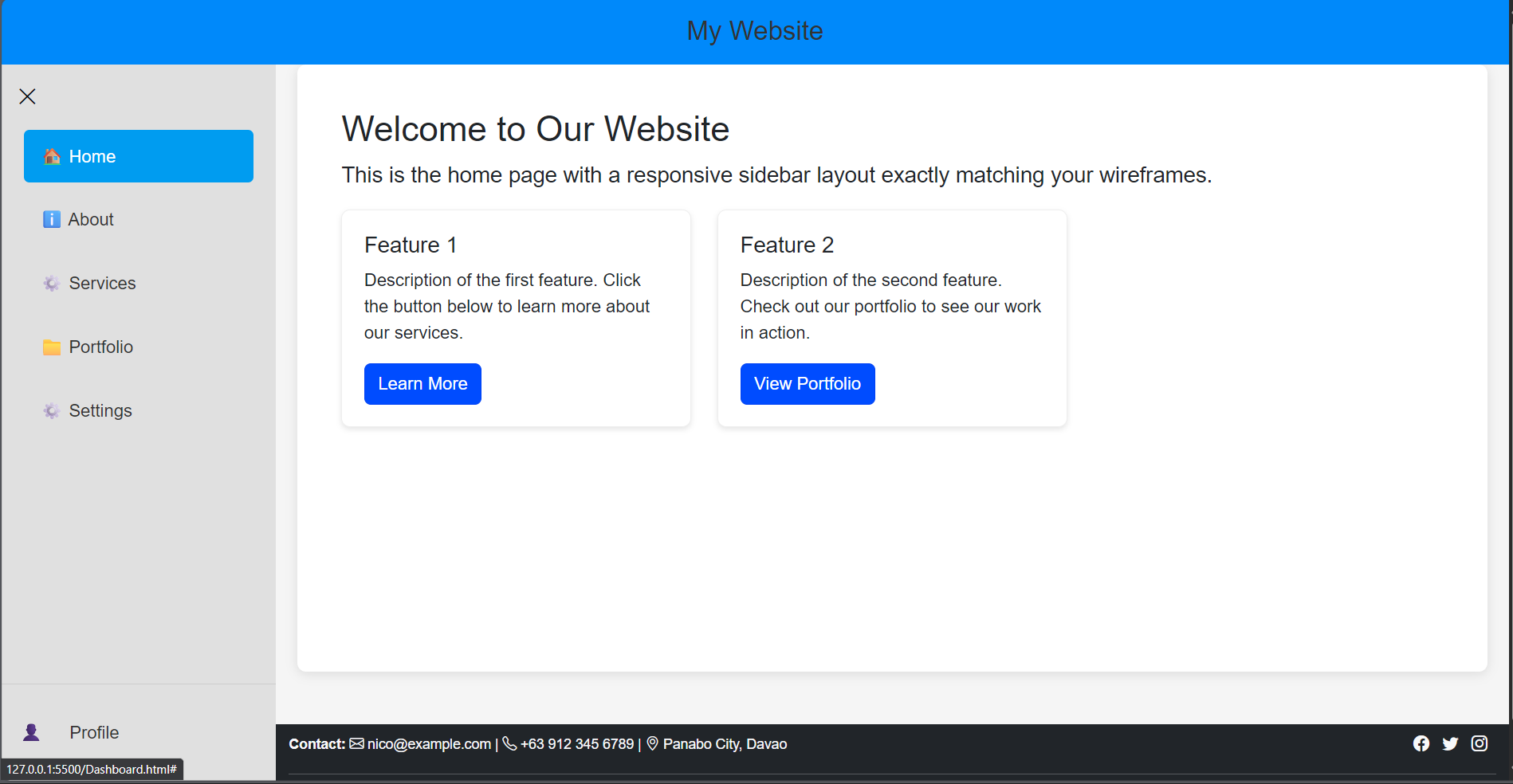 Personal website Midterm exam